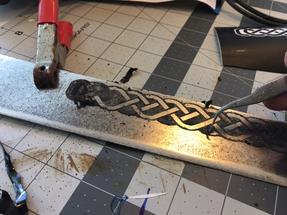 DIY Machete Makeover. Clean up the old rusty machete by adding a carved basket weave handle and celtic metal etching. www.DIYeasycrafts.com