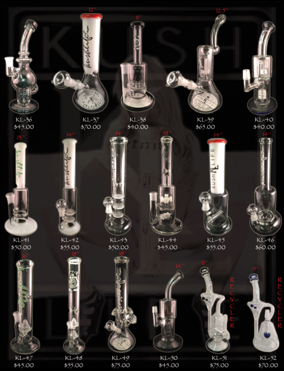 KUSH LIFE Glass Water Pipes