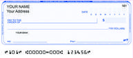 Canadian blue personal cheques with duplicate copy, customized font, logo, or $US.