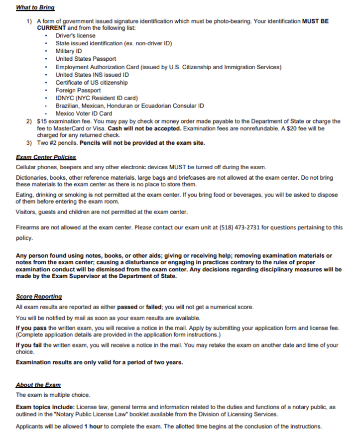 NY Notary Exam Schedule Prep
