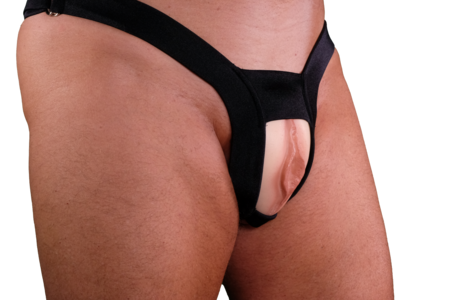 Pussy look swimsuit panties for your sissy.
