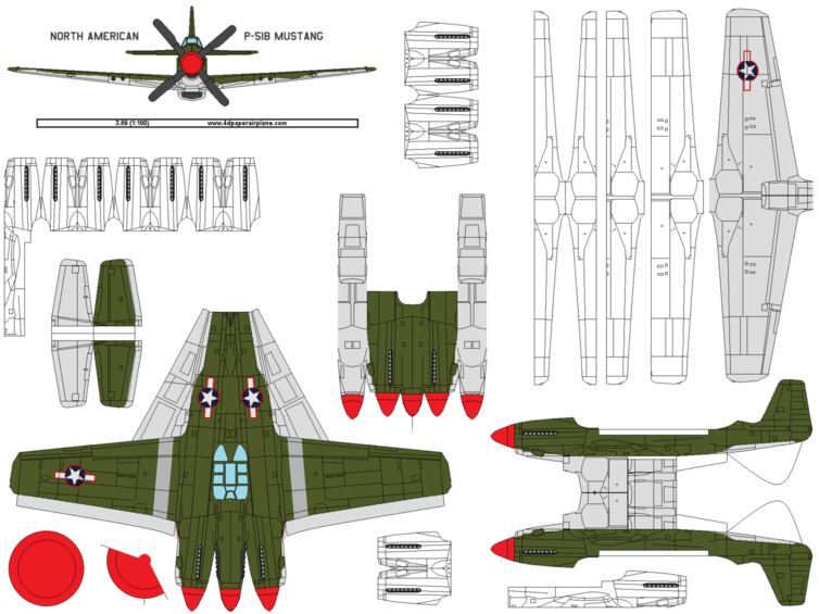 4D model template of P-51B Mustang