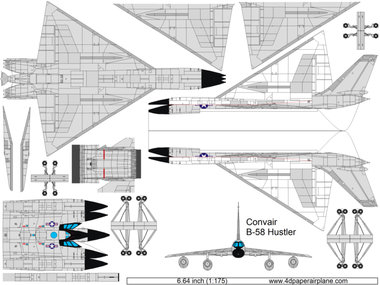 4D model template of Convair B-58 Hustler