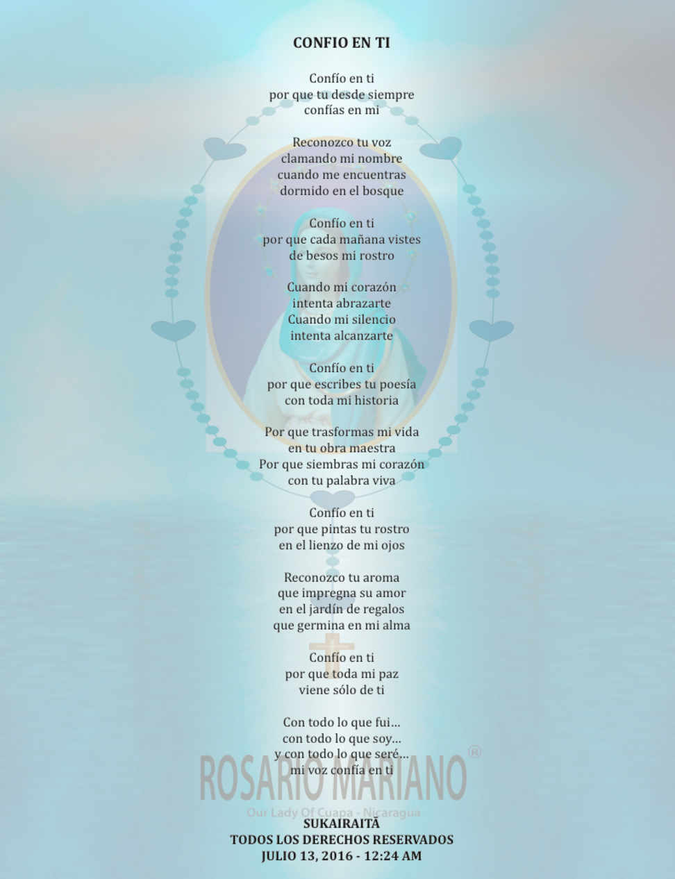 500 ANIVERSARIO VIRGEN DE GUADALUPE - CANCION CONFIO EN TI- AUTOR: SUKAIRAITA- TODOS LOS DERECHOS RESERVADOS