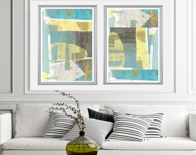 Blue, gray and gold abstract art, #abstract art