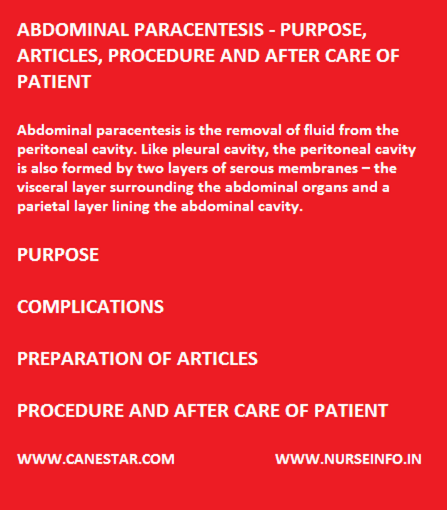 abdominal paracentesis - nursing procedure