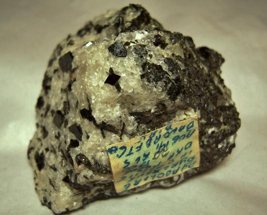 PYROCHLORE, MAGNETITE, Aegirine-Augite, fluorescent Calcite, Oka complex, Oka, Deux-Montagnes RCM, Laurentides, Québec, Canada, ex Adrian Labuz, 1965