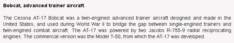 wiki background for 4D model of Cessna Bobcat