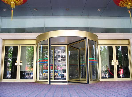 3 wings automatic revolving glass door