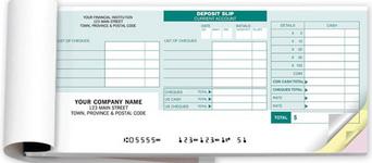 Small p cheque deposit books with 2-copy or RBC’s 3-copy.
