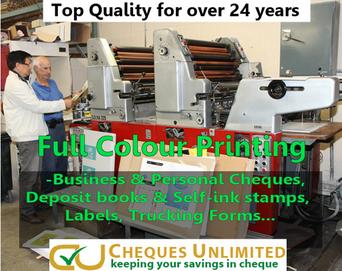 Full colour printing printshop Canada business cheques forms