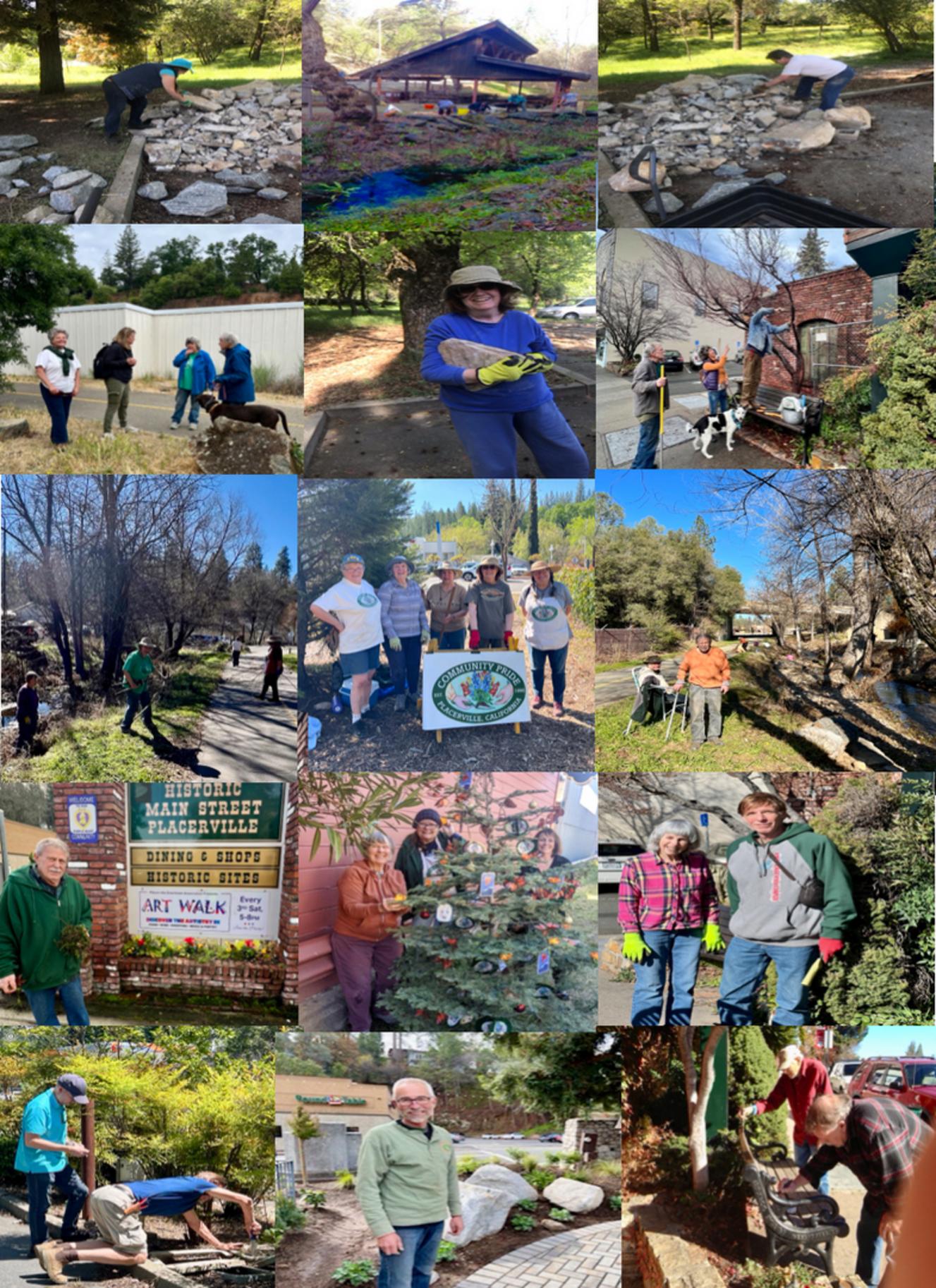 Collage of Community Pride Volunteers Work Days Placerville California Photos by Josette Johnson http://josettejohnosn.com