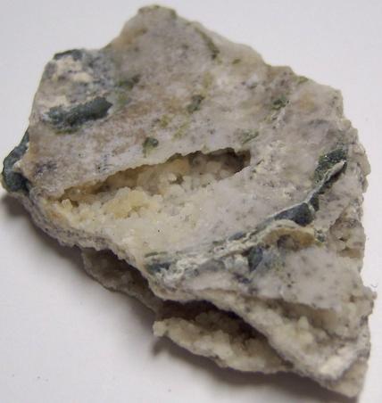 fluorescent CHALCEDONY and MAGNESITE - Bare Hills Serpentine Quarry East, Bare Hills, Baltimore County, Maryland, USA