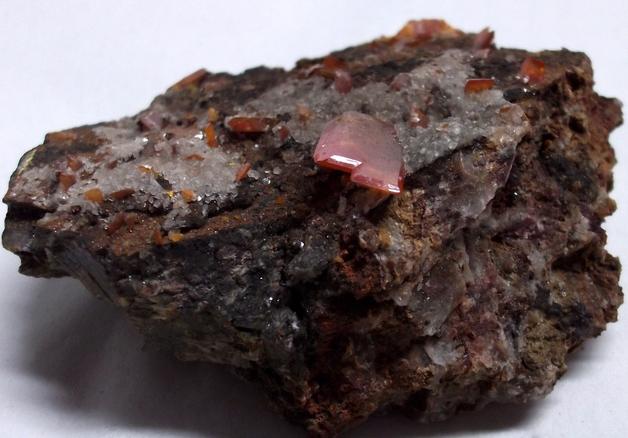 WULFENITE with fluorescent FLUORITE, ARAGONITE, Red Cloud Mine, Silver District, Trigo Mountains, La Paz County, Arizona, USA