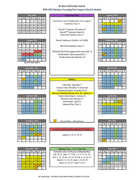 St. Rose-McCarthy Catholic School | School Calendars