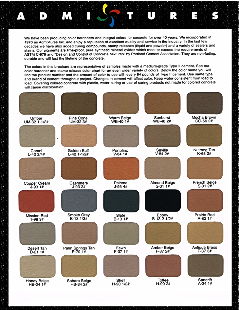 concrete curb color chart