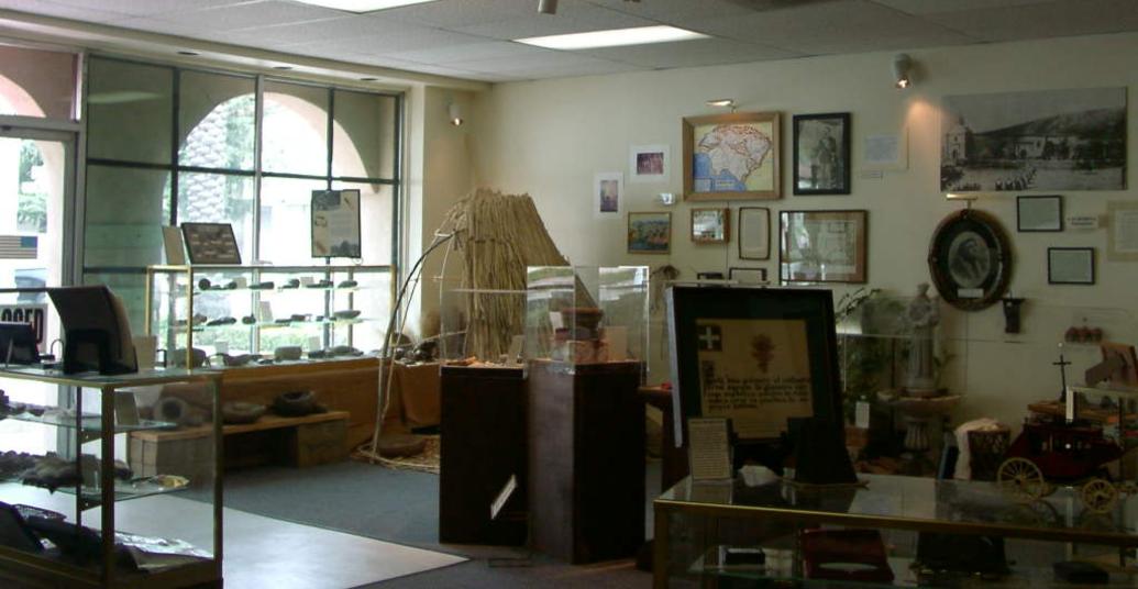 Photo of the interior of the Ramona Museum featuring artifacts from early California History