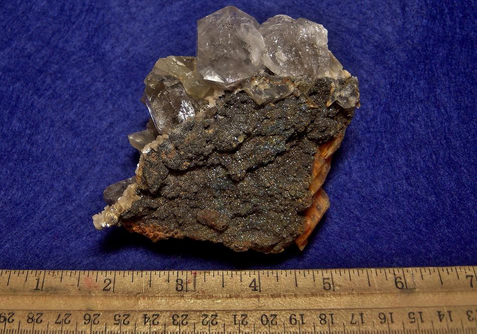 fluorescent Herkimer Diamond QUARTZ, DOLOMITE, CALCITE, MARCASITE, PYROBITUMEN - St. Johnsville, Montgomery County, New York, USA - ex Adrian Labuz 1970s - for sale