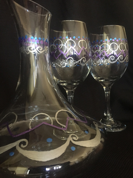 Unique Hand Painted Gifts Stemless Wine Glass for Anniversary