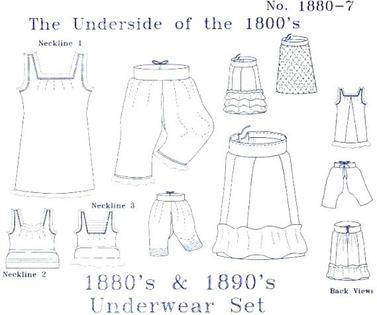Mid Victorian Undergarments: chemise, drawers and a petticoat