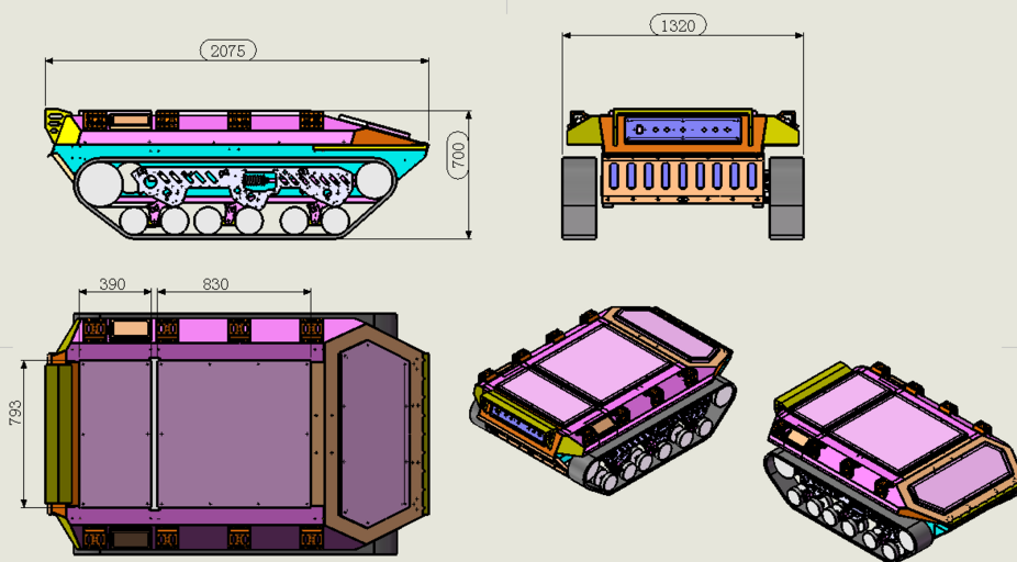 heavy duty tracked robot chassis