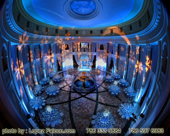 Westin Colonnade Coral Gables quinceanera Winter Wonderland Quinceanera Sweet 15 Party Theme Sweet 15 Photography Video hoto Shoot Fifteens Quince Venue Winter Wonderland Winter Wonderland Stage Decoration Miami Winterland show Miami Quinceanera show