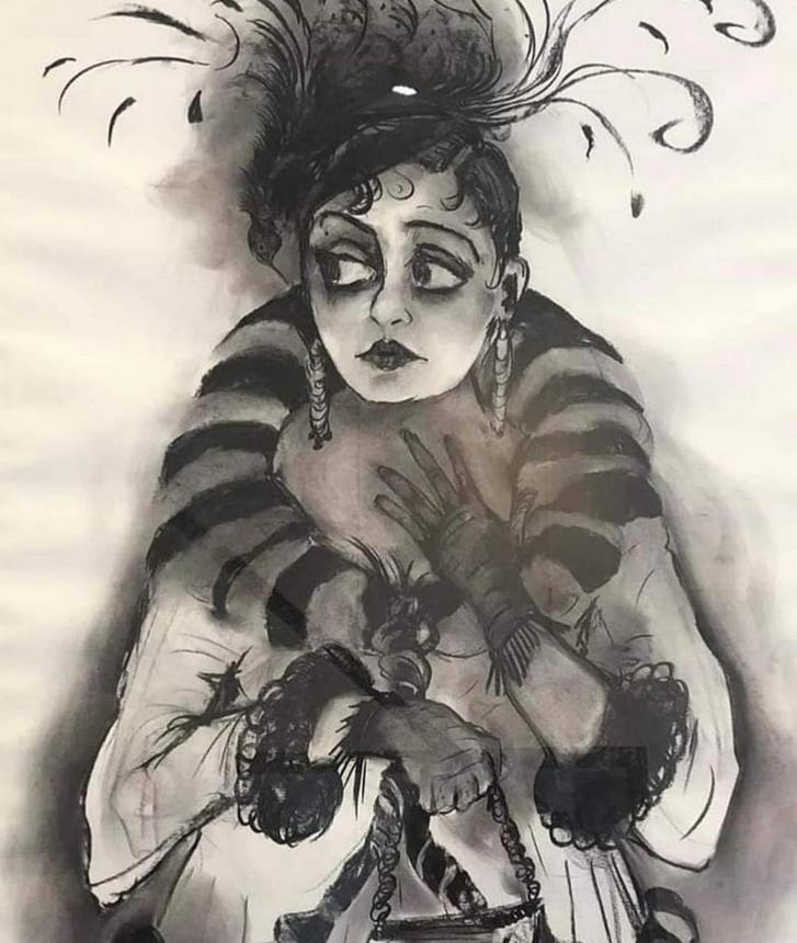 Secret Rendezvous - Charcoal on Paper 130 x 100 cm