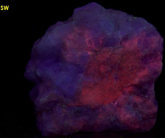 SW LW fluorescent FLUORITE and phosphorescent CALCITE - Nuevo Leon, Mexico