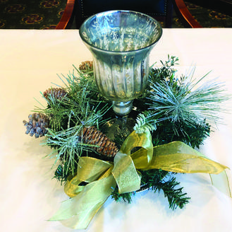 holiday wreath with ribbons and bulbs