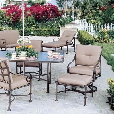 Mallin sedona patio sets with grey sunbrella replacement cushions