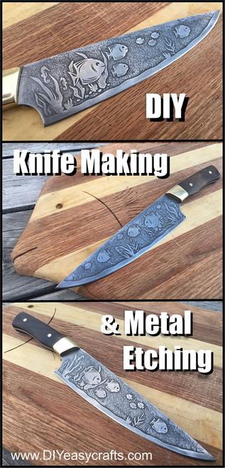 DIY Shark Themed Knife  Part 2: Beveling, Metal Etching, and Scale  Mounting 