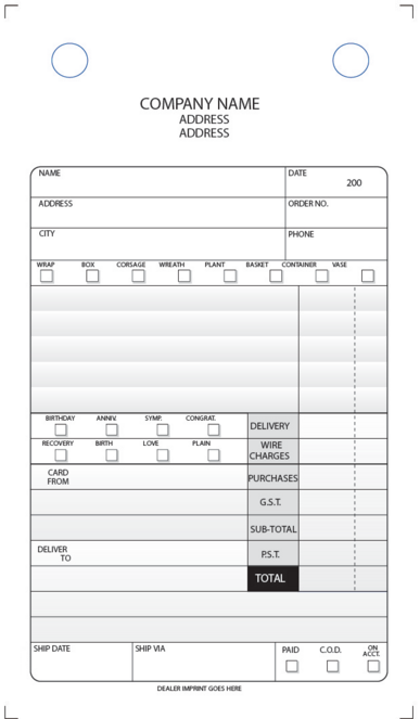 Floral Register Sample form image: wrap, box, wreath, basket, birthday, anniversary