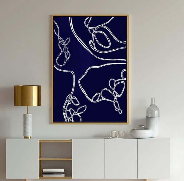 Navy and white Abstract Art