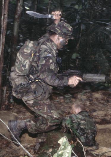 Gurkha using his kukri during a jungle exercise