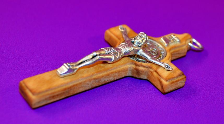 saint benedict olive wood crucifix