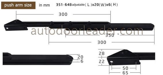 swing door push arm size