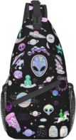 'UFO Cool Alien Crossbody Backpack' and Triangle In Lotus for Unisex Young Adult Hiking Sling Chest Bag Gym Bag Travel Bag