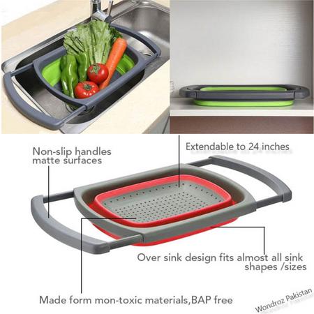 Sink Drain Basket Collapsible Foldable Kitchen Strainer for Noodles Fruit Vegetable Washing Strainers in Pakistan Extendable