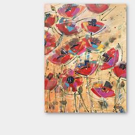 A row of vibrant, bold wine glasses. Abstract impressionism style. Lots of movement