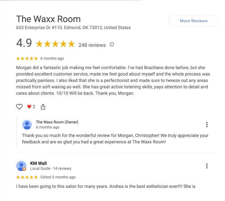 Waxing Google Reviews The Waxx Room Edmond OK