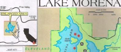 lake morena fishing map, san diego, with reports