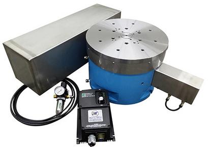 A Roto Tech Heavy Duty Rotary Grinding Table shown with motorized drive and magnetic chuck