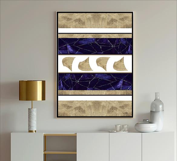 Blue Abstract abstract art with Gray shells
