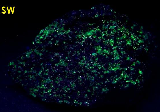 fluorescing WILLEMITE - ZCA #4 Mine (St. Joe Mine), Balmat, Balmat-Edwards Zinc District, St. Lawrence County, New York, USA - ex S.M.Cantiello