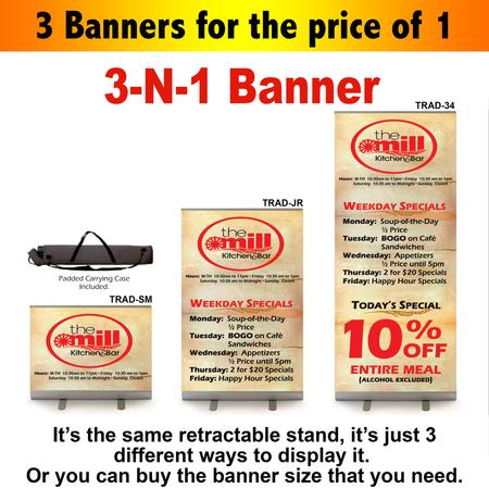 TRAD-3-N-1 retractable banners- 3 sizes