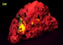 fluorescent WOLLASTONITE, BARYTE, CALCITE, WILLEMITE, DIOPSIDE, ANRDADITE, Franklin Mine, Franklin, Franklin Mining District, Sussex County, New Jersey, USA