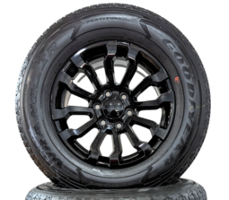 OE WHEEL GM REPLICA BLACK GMC AT4 WHEELS WITH TAKEOFF GOODYEAR WRANGLER HT TIRES