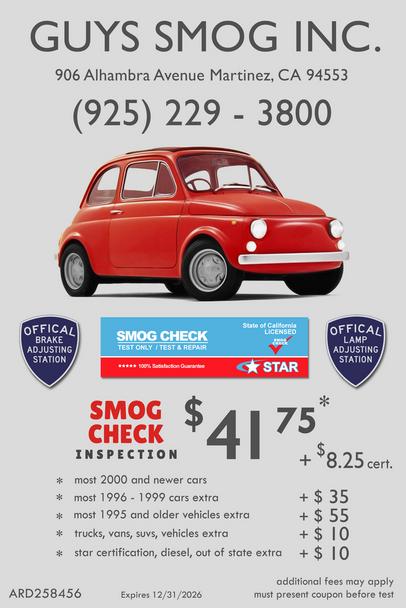 Coupon for Star Certified Smog Check Inspection Station Martinez
