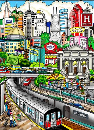 Charles Fazzino A Ride Through Boston