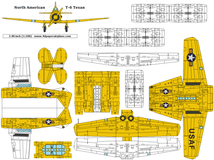 4D model template of North American T-6 Texan